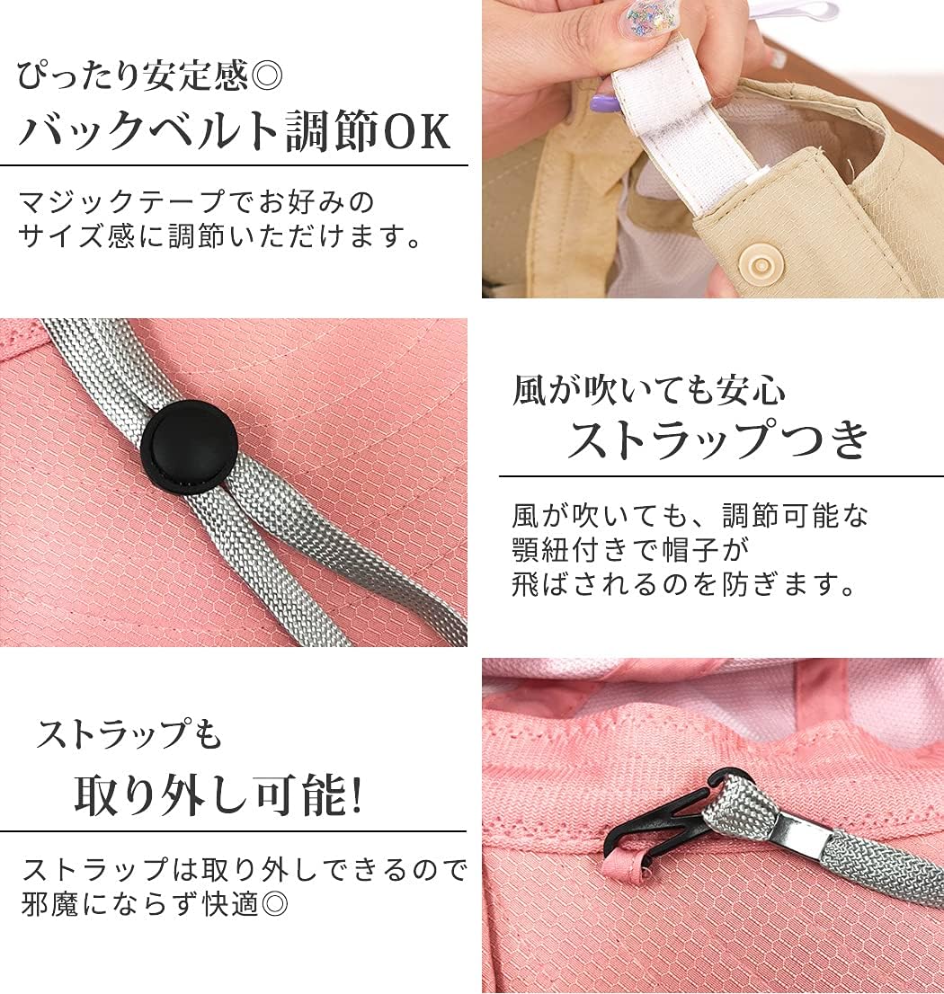 [Teddy] サンバイザー レディース UVカット UPF50+ 日焼け防止 つば広 日よけ帽子 キャップ 春 夏 秋 hat209